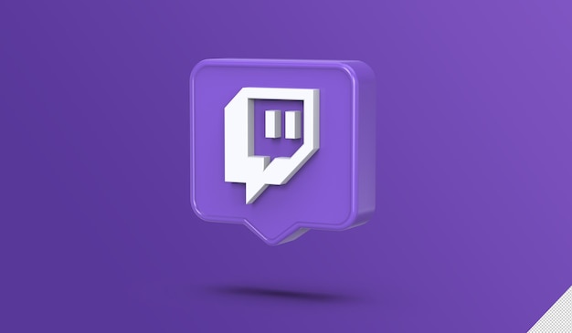 3D render of social media twitch logo with chat box design