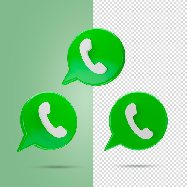 3d render social media WhatsApp icons