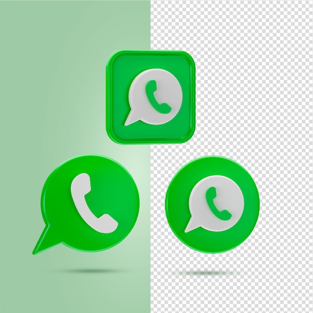 3d render social media WhatsApp variation icons