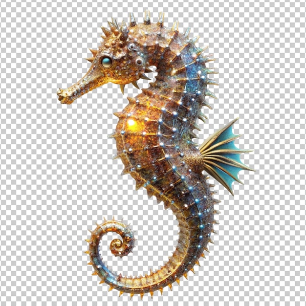 3d render of a stardust seahorse with glittering on transparent background