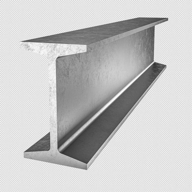 PSD 3d render of a steel ibeam on white background