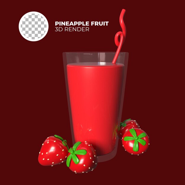 3D render strawberry drink