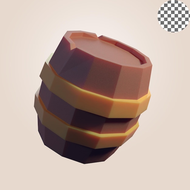 3D Render of Stylized Wooden Barrel Illustration