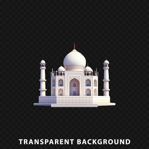 3D Render Taj Mahal isolated on transparent background