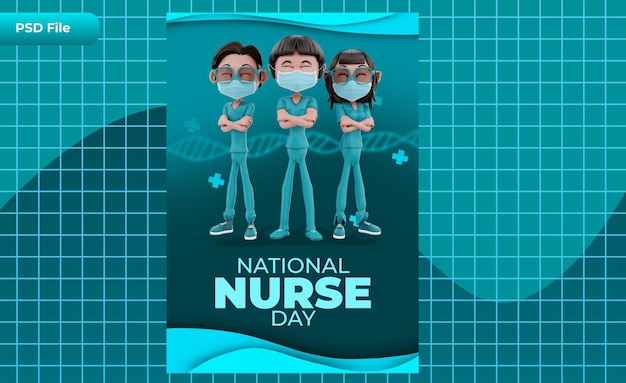 3d render template national nurse day illustration