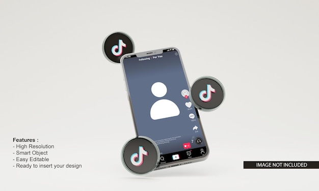 3D render tiktok illustration mobile phone mockup