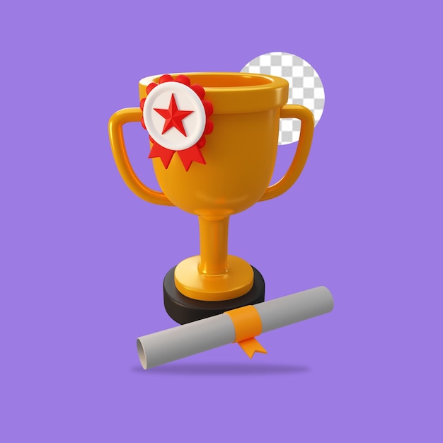 3d render trophy icon isolated