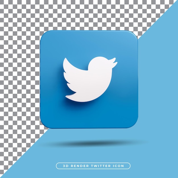 3d render twitter icon isolated