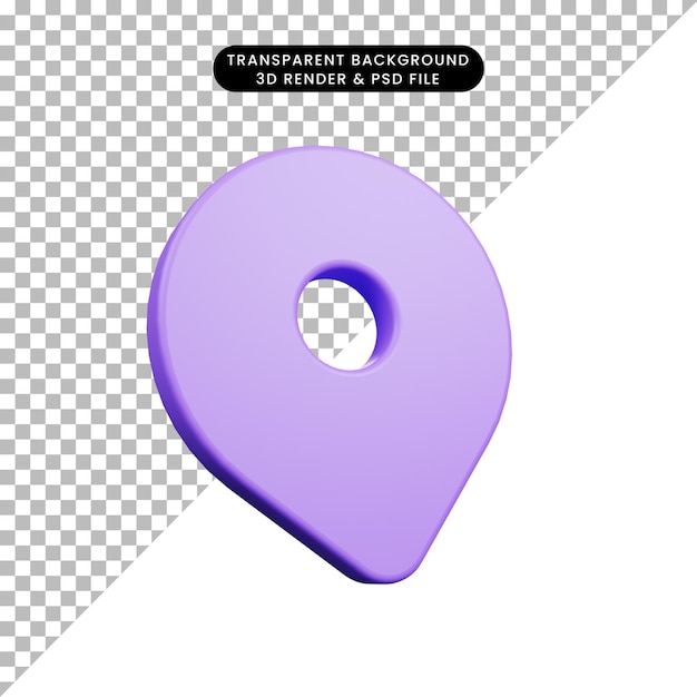 PSD 3d render ui icon of location