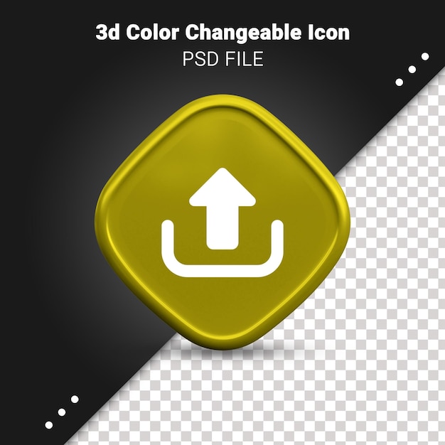 3d Render of upload icon color changeable and fully editable