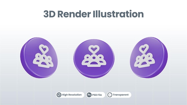 3D Render Valentine With family Icon For UI UX Web Mobile App Social Media Promotion