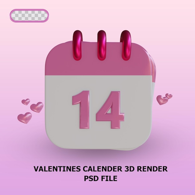 3D render valentines calender icon 2