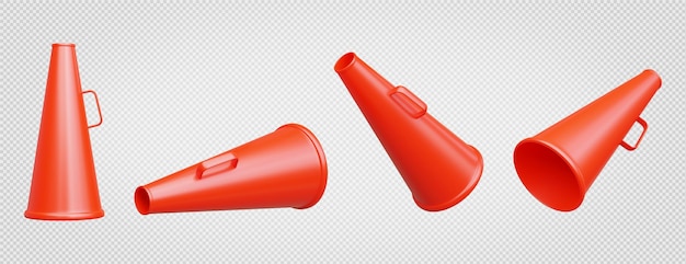 3d render of vintage megaphone on transparent backgroundwith Clipping path