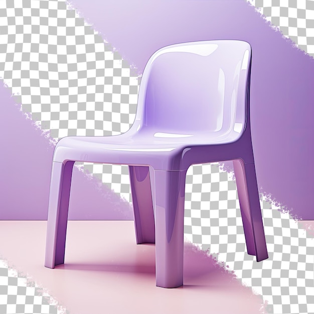 3D render of a violet plastic chair with modern design on a transparent background Includes clipping path