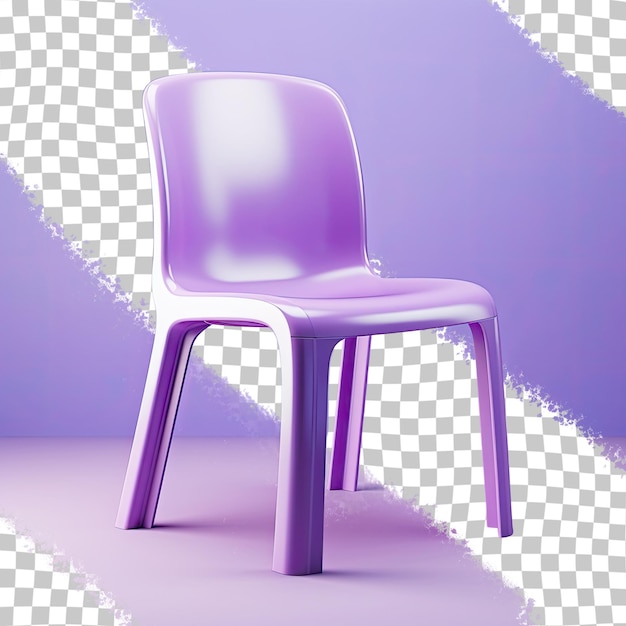 3D render of a violet plastic chair with modern design on a transparent background Includes clipping path