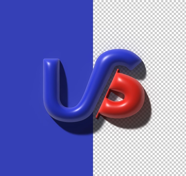 PSD 3d render vs company metal letter logo transparent psd file