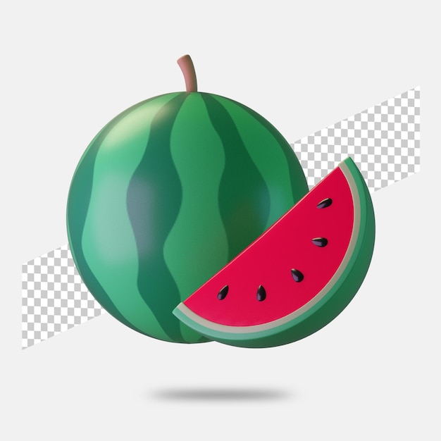 3d render watermelon icon isolated