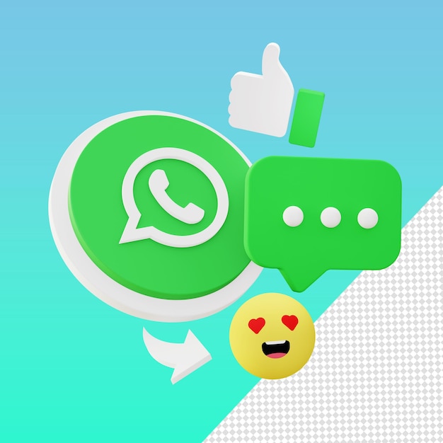 3d render whatsapp like message emoji emoticon template for UI UX web social media and designs