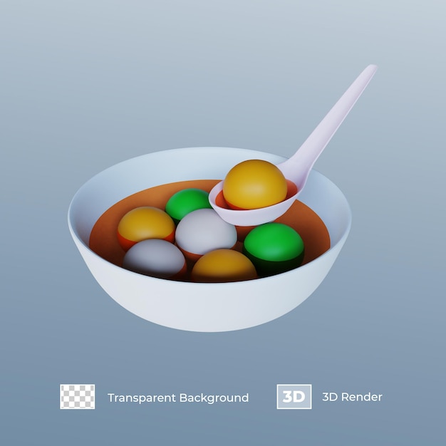 3D Render White,Green And Orange Tangyuan For Dongzhi Festival