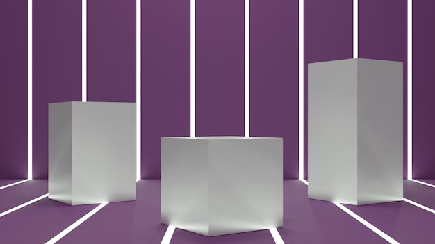 3D render white podium cube