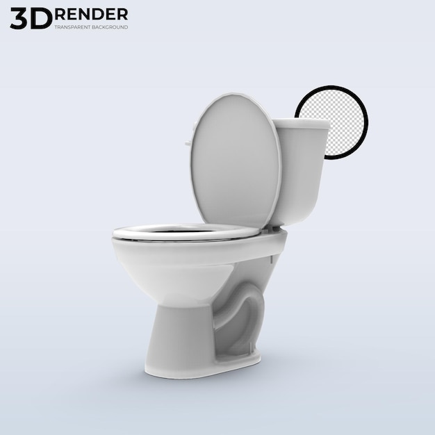 3d render white Toilet with seat isolated background