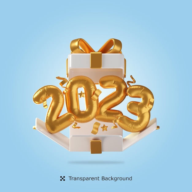 3d render with the text 2023 new year balloons