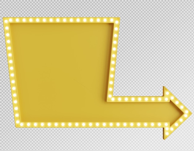 3d render of yellow billboard with light bulbwith isolated background