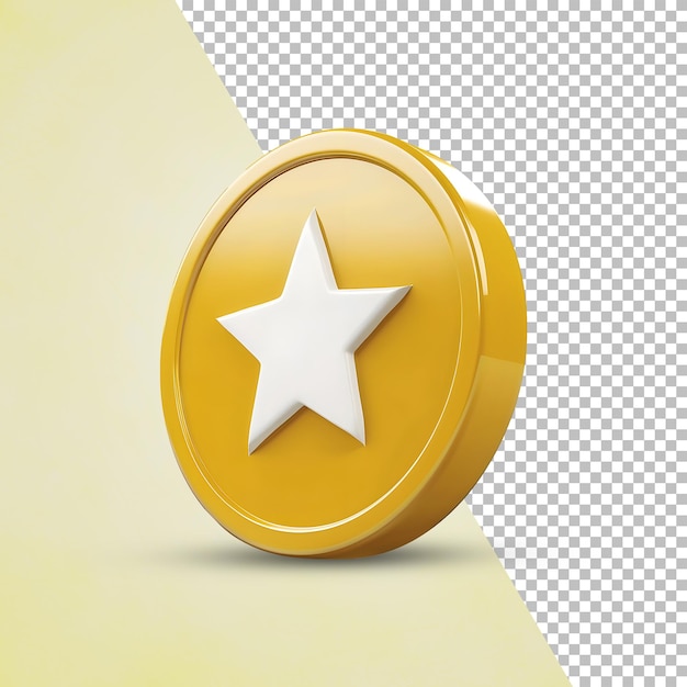 3D render yellow icons with white stars on White Background Realistic 3d high quality render