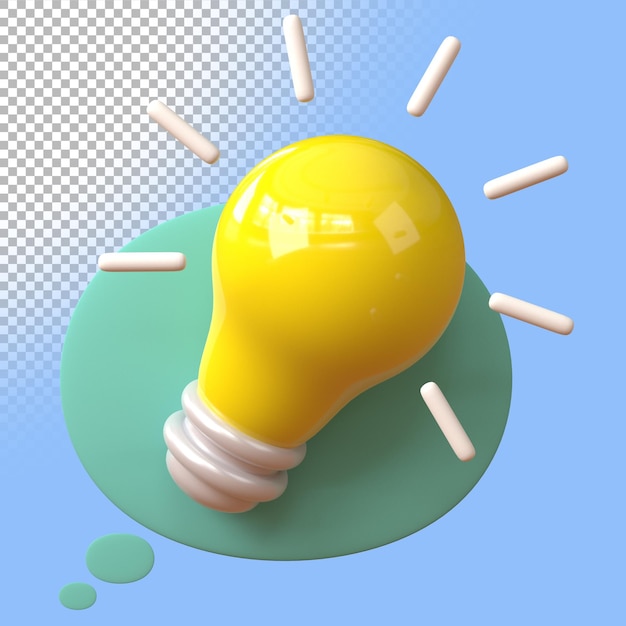 3d render yellow light bulb inside speech bubble