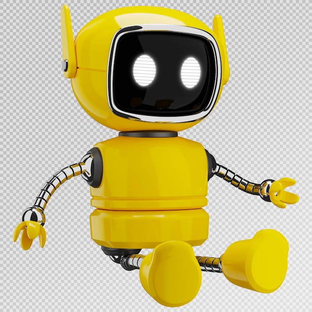 3d render of yellow little robot with gesture