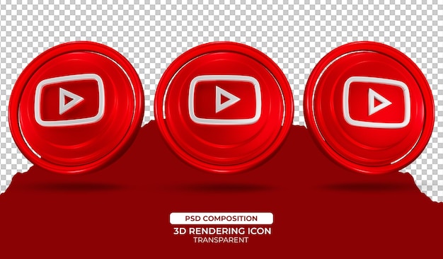 3d render youtube icon illustration