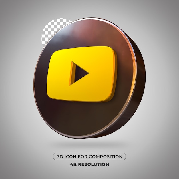 3D render YouTube icon isolated