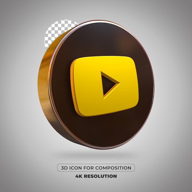 3D render YouTube icon isolated