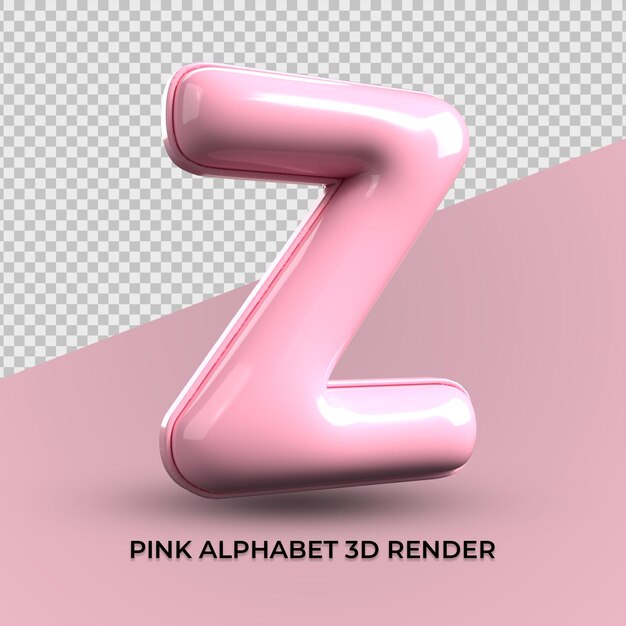 3D Render Z alphabet pink plastic cute