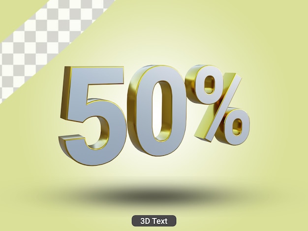 3D rendered 50 percent 3D text