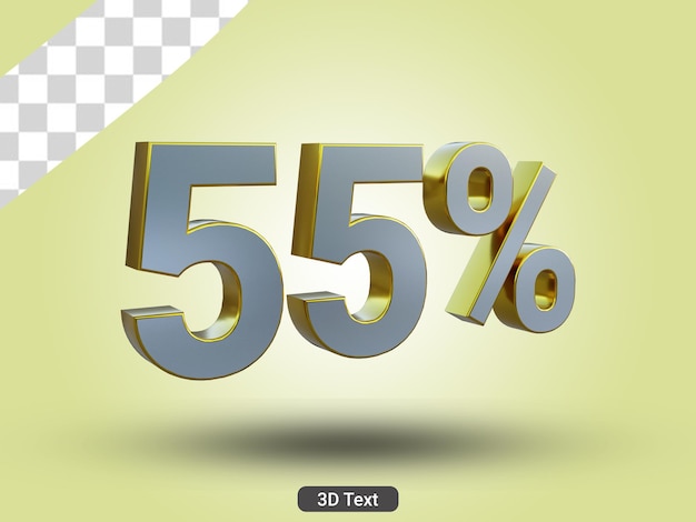 3D rendered 55 percent 3D text