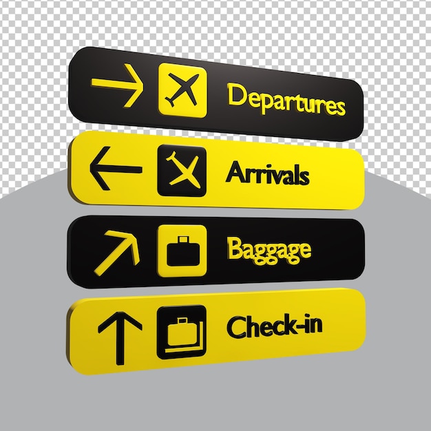 3D Rendered Airport Sign in Transparent Background