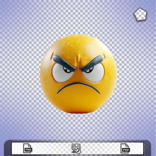 PSD 3d rendered angry emoji expression isolated on transparent background