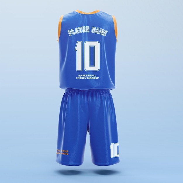 3d rendered basketball player jersey mockup back view