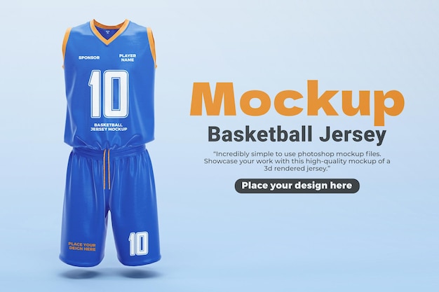 PSD 3d rendered basketball player jersey mockup template