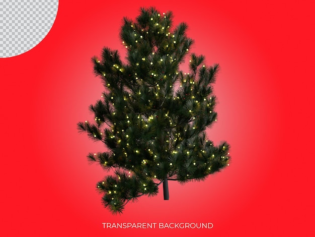 3d rendered Christmas lighting tree with transparent background side view