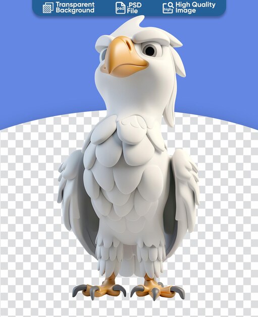 3D Rendered Cute White Eagle A Chibi Cartoon Animal Illustration