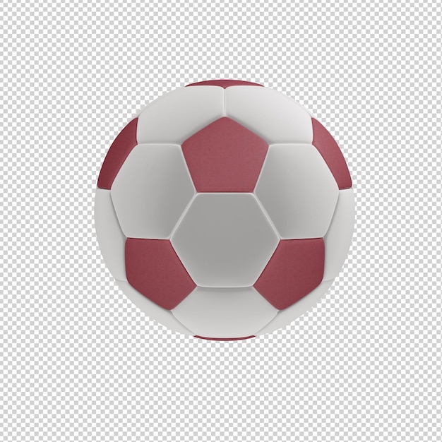 3D rendered fully transparent white and red soccer ball