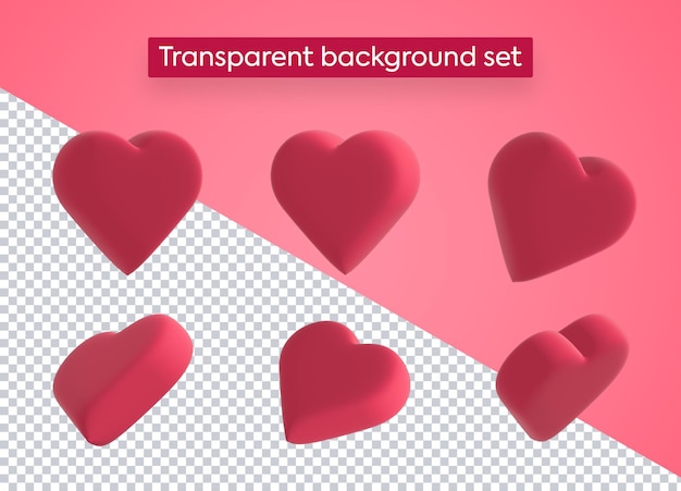 3D rendered heart  set icon isolated illustration