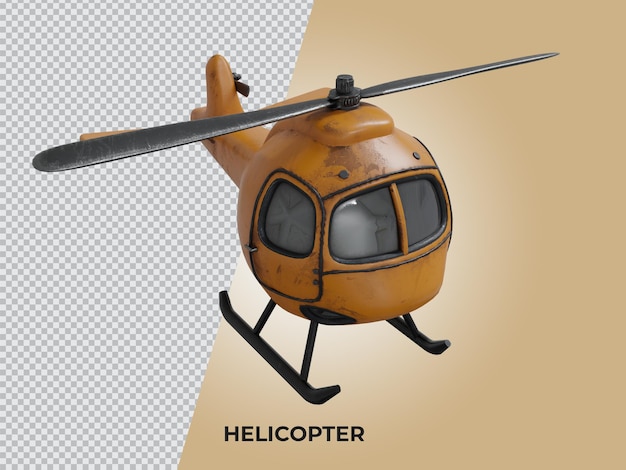 PSD 3d rendered high quality low poly helicopter top vie