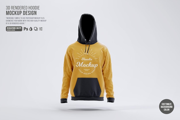 3d rendered hoodie mockup template front view