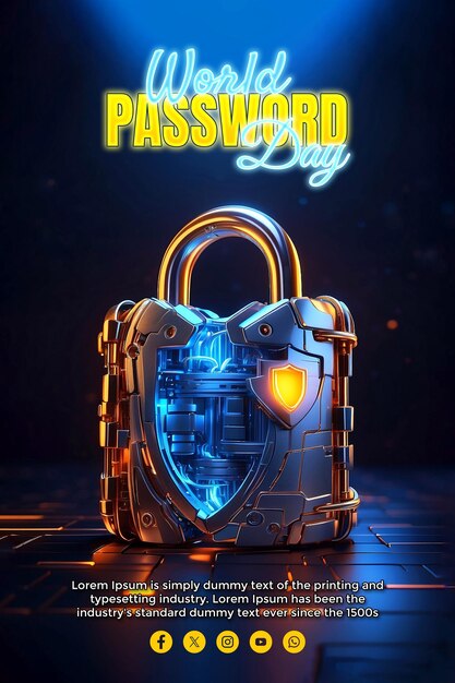 A 3D rendered image of a glowing padlock symbolizing cybersecurity