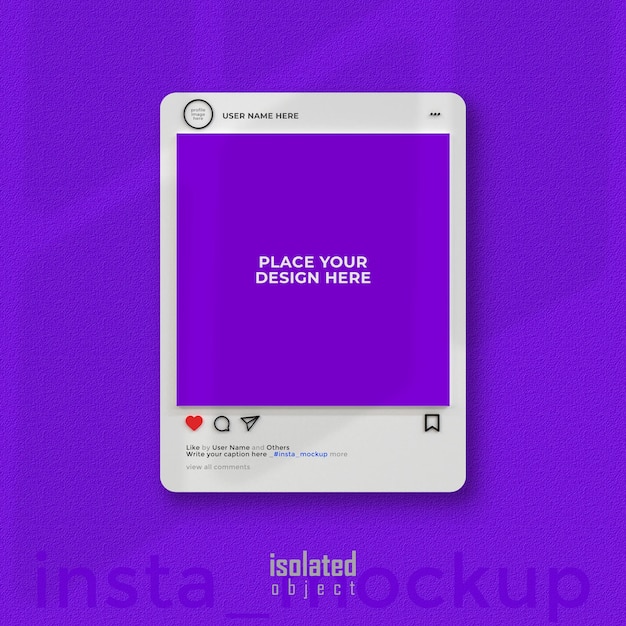 3d rendered Instagram interface for social media post mockup