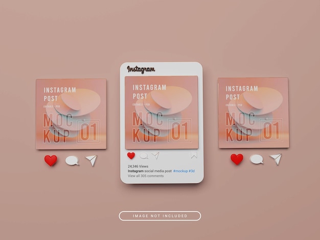 3d rendered instagram post mockup