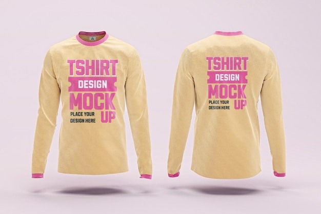 PSD 3d rendered long sleeve t shirt psd mockup front and back view